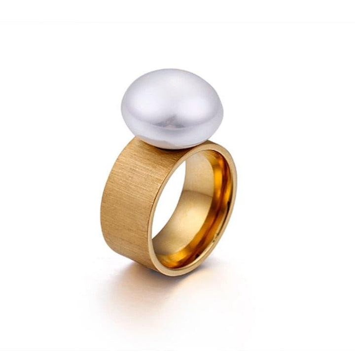 KALEN Fashion Stainless Steel Rings For Women Trendy Jewelry Gold Color Black Romantic Imitation Pearl Charm Finger Rings 2018.