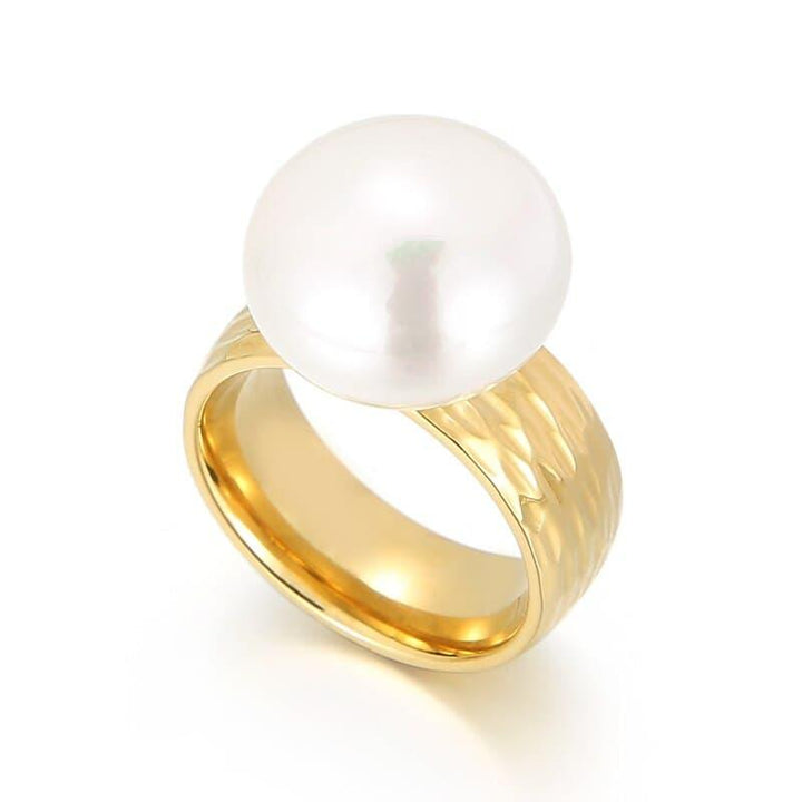 KALEN Fashion Stainless Steel Rings For Women Trendy Jewelry Gold Color Black Romantic Imitation Pearl Charm Finger Rings 2018.
