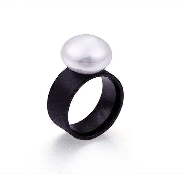 KALEN Fashion Stainless Steel Rings For Women Trendy Jewelry Gold Color Black Romantic Imitation Pearl Charm Finger Rings 2018.