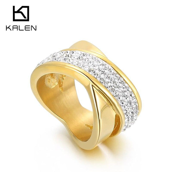 Kalen Fashion Women Ring Luxury Crystal Zircon Engagement Ring For Women Accessories Female Wedding Jewelry Gift.