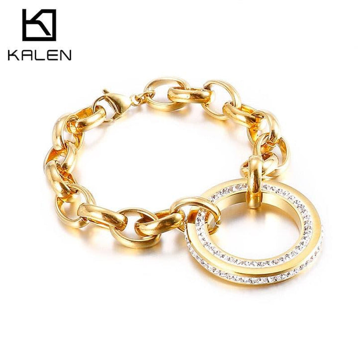 Kalen Fashion Women's Bracelet Ring Accessories Stainless Steel Polished Trend Bracelet Jewelry.