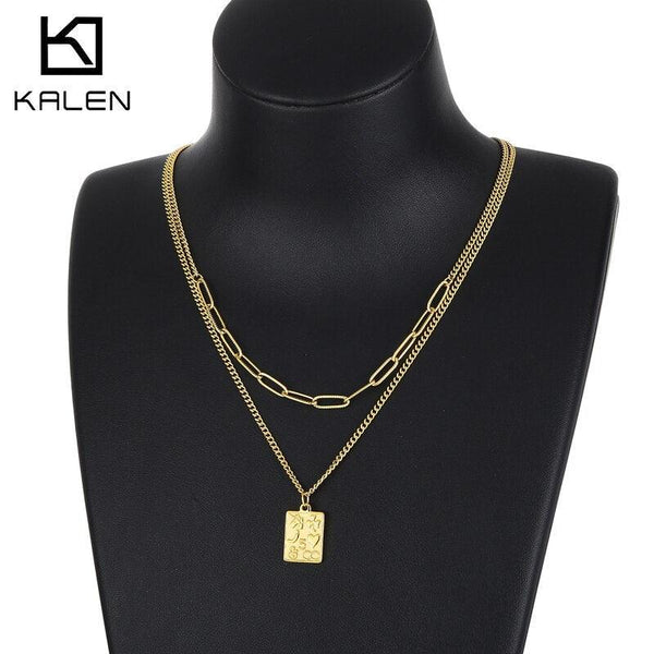 KALEN Fashion Women Simple Gold Stainless Steel Star Butterfly Dragonfly Non-fading Party Necklace Neck Chains Choker.