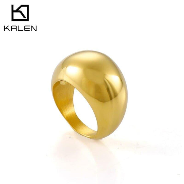 KALEN Girls Trendy Punk Hip-hop Chunky Rings for Women Geometric Circle Stack Gold Color Ring Minimalist Party Wedding Jewelry.