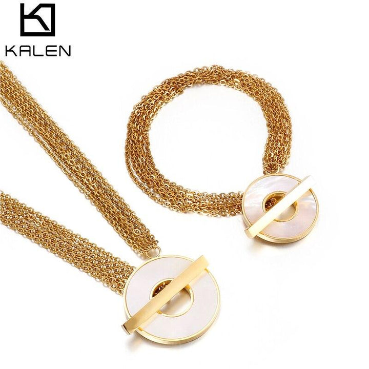 KALEN Gold Color Shell Necklace Bracelet Necklace Fashion Jewelry Women Jewellery Stainless Steel Jewelry Gift For Best Friends.