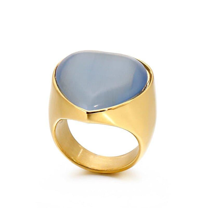 KALEN Gold Color Stainless Steel Rings For Women Heart Big Marble Colourful Stone Wedding Bands Mujer Anillos Jewelry.