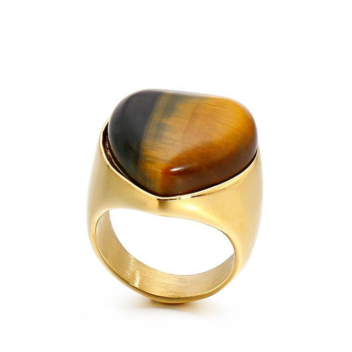 KALEN Gold Color Stainless Steel Rings For Women Heart Big Marble Colourful Stone Wedding Bands Mujer Anillos Jewelry.