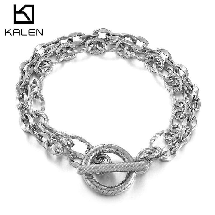 Kalen golden Punk Style ID Cable Chain High Quality Stainless Steel Fashion Trend Men's Bracelet.