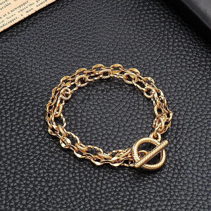 Kalen golden Punk Style ID Cable Chain High Quality Stainless Steel Fashion Trend Men's Bracelet.