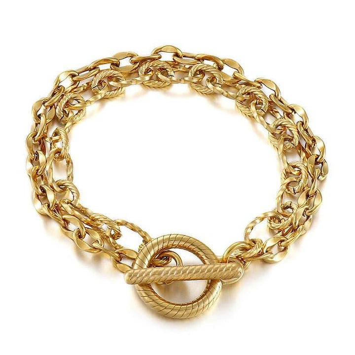 Kalen golden Punk Style ID Cable Chain High Quality Stainless Steel Fashion Trend Men's Bracelet.