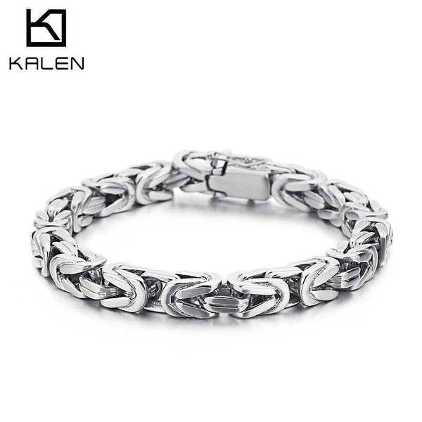 Kalen Golden Steel Color 361L Stainless Steel Bracelet Geometric Connection Men's Suit Jewelry.