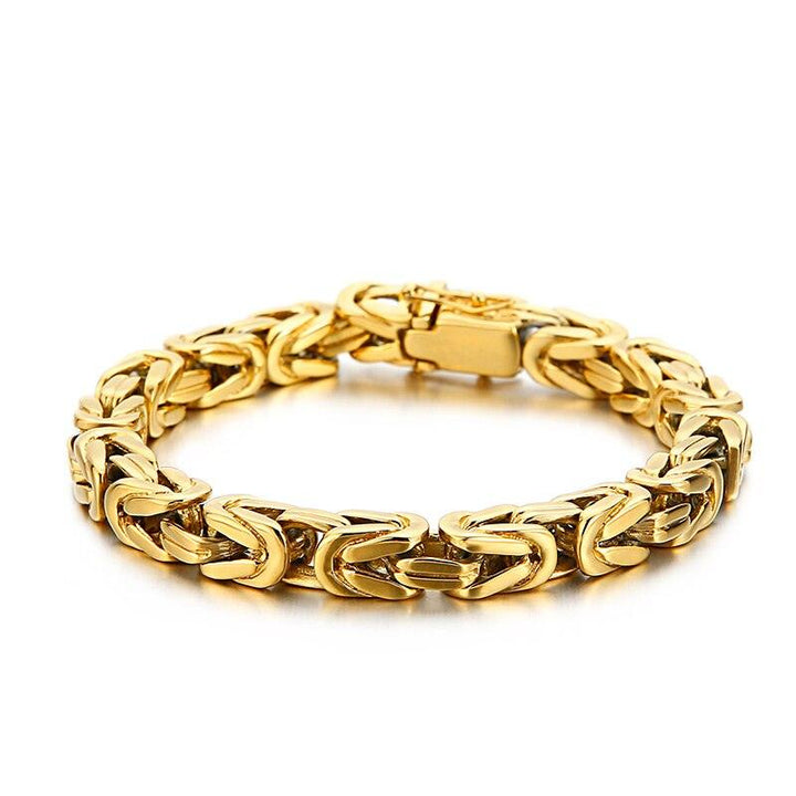 Kalen Golden Steel Color 361L Stainless Steel Bracelet Geometric Connection Men's Suit Jewelry.