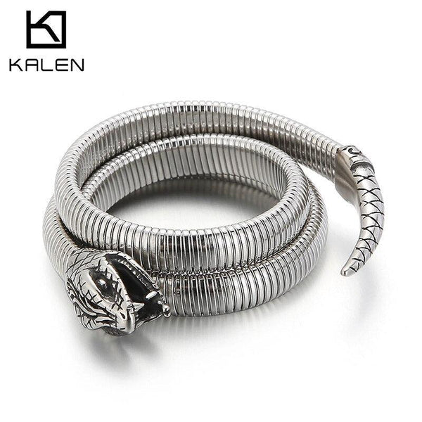 Kalen Gothic Snake Chain Stainless Steel Punk Men's Bracelet On Hand Viper Bangles Vintage Jewelry New Dropshipping.