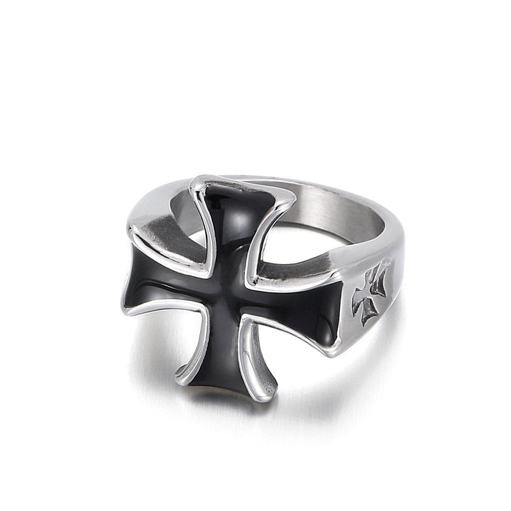 Kalen Gothic Cross Ring Men's Stainless Steel Rings Punk Carved Jewelry Wholesale.