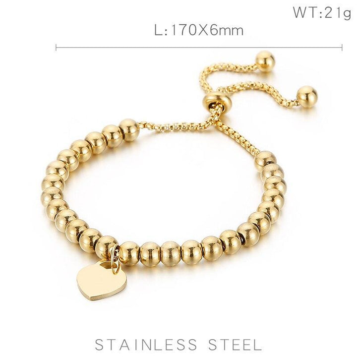 KALEN Heart Pendant Bead Bracelet For Women Stainless Steel Adjustable Braided Silver/Gold Color Lucky Box Fashion Party Jewelry.