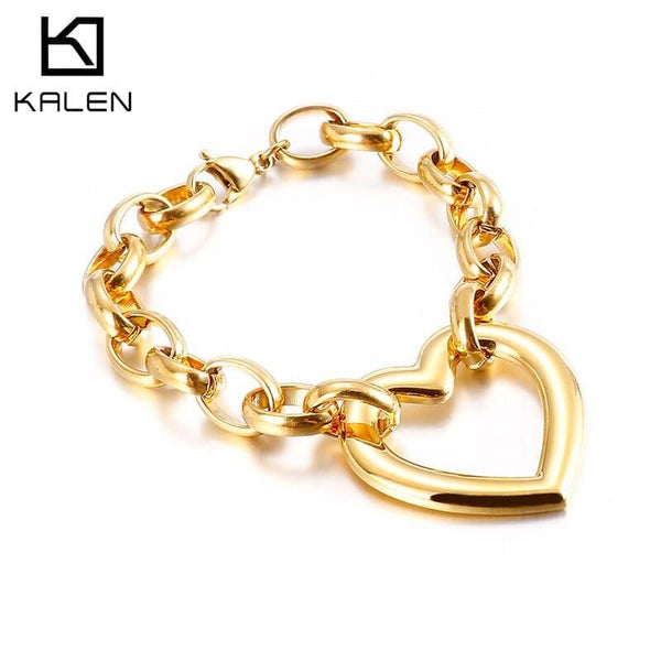 Kalen Heart-shaped Accessories Charm Girls Bracelet Stainless Steel Cute And Romantic Holiday Gift.