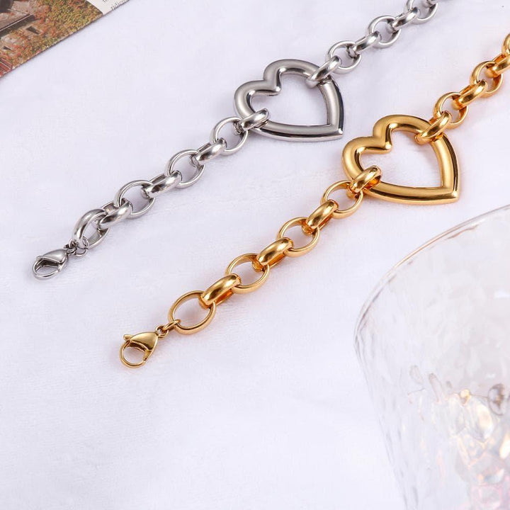 Kalen Heart-shaped Accessories Charm Girls Bracelet Stainless Steel Cute And Romantic Holiday Gift.