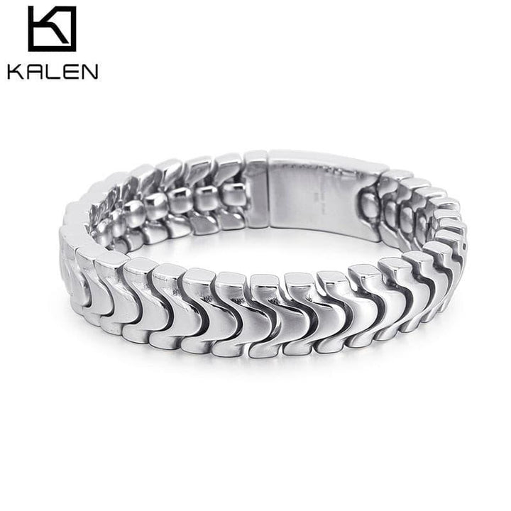 KALEN High Polished Shiny Bracelets Men 21cm Stainless Steel Arrow Shaped Link Chain Bracelet Fashion Male Accessories 2020.