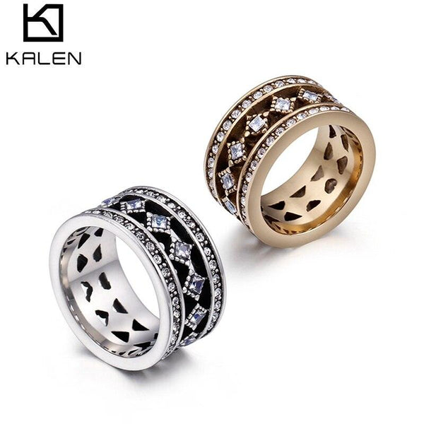 KALEN High Quality Color Stainless Steel Finger Rings For Women Bague Femme Stone &amp; Crystal Vintage Anillos Mujer Jewelry Party.