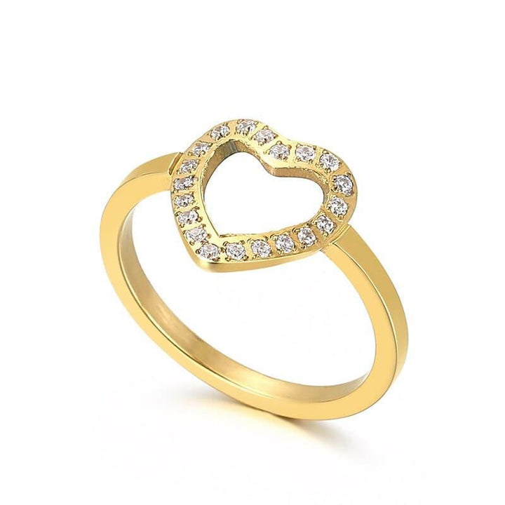 Kalen High Quality CZ Rings For Women Girls Sweet Romantic Cute Heart Zircon Wedding Party Finger Steel Rings Fashion Jewelry.