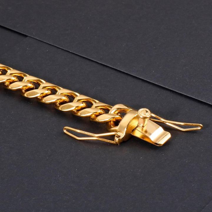 Kalen High Quality Stainless Steel 11mm Wide Men's Bracelet Cuban Chain Heavy Chain Hip Hop Jewelry.