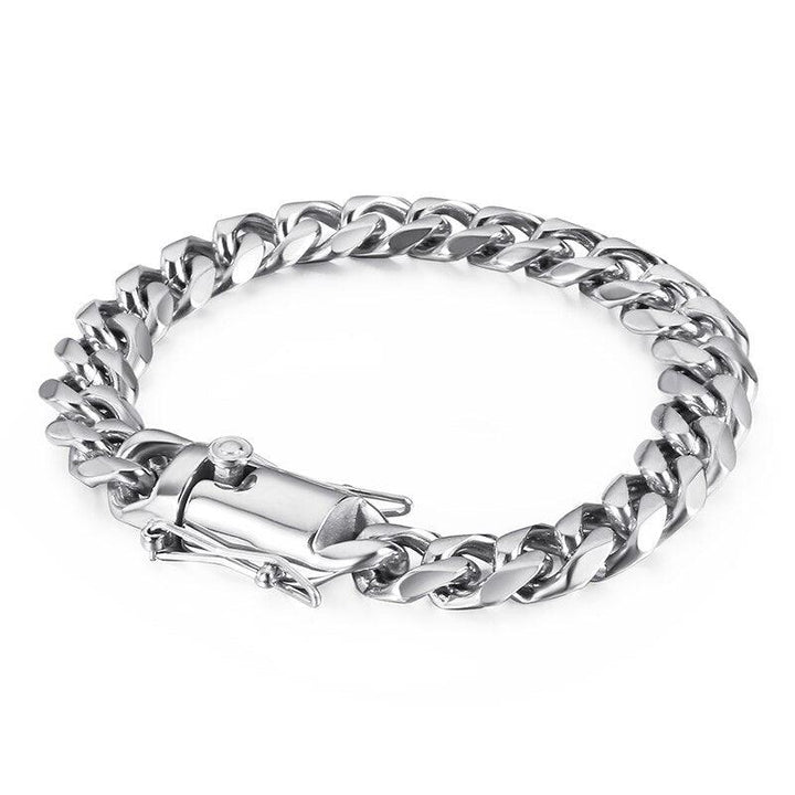 Kalen High Quality Stainless Steel 11mm Wide Men's Bracelet Cuban Chain Heavy Chain Hip Hop Jewelry.