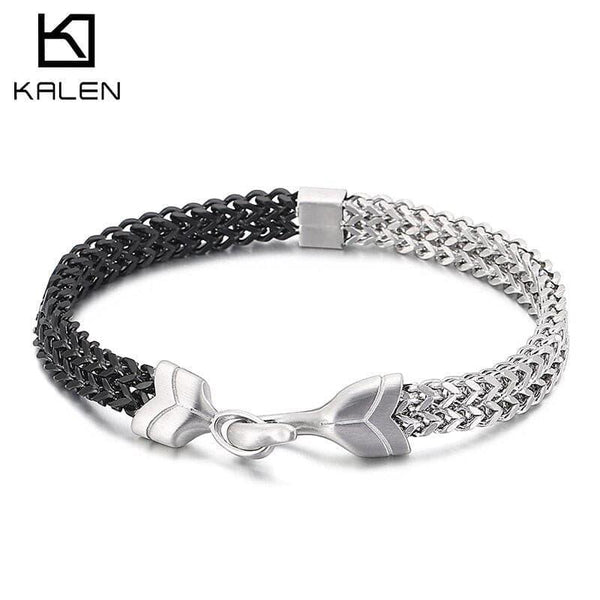 Kalen High Quality Stainless Steel Braided Bracelet Men's Hip Hhop Party Rrock Simple Hook Bangle  jewelry.