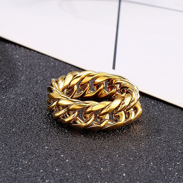 Kalen Hip Hop Color Cuban Chain Ring 9mm Trendy Men's Ring Fashion Jewelry Gift Wholesale.