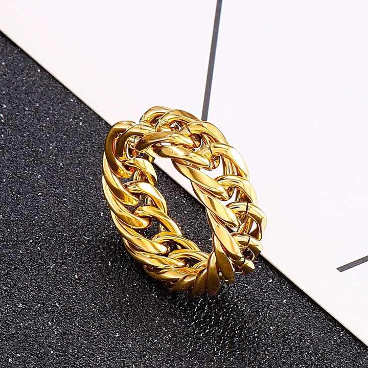 Kalen Hip Hop Color Cuban Chain Ring 9mm Trendy Men's Ring Fashion Jewelry Gift Wholesale.