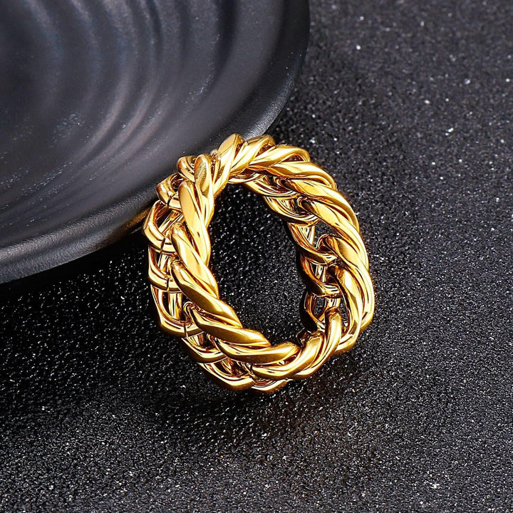 Kalen Hip Hop Color Cuban Chain Ring 9mm Trendy Men's Ring Fashion Jewelry Gift Wholesale.