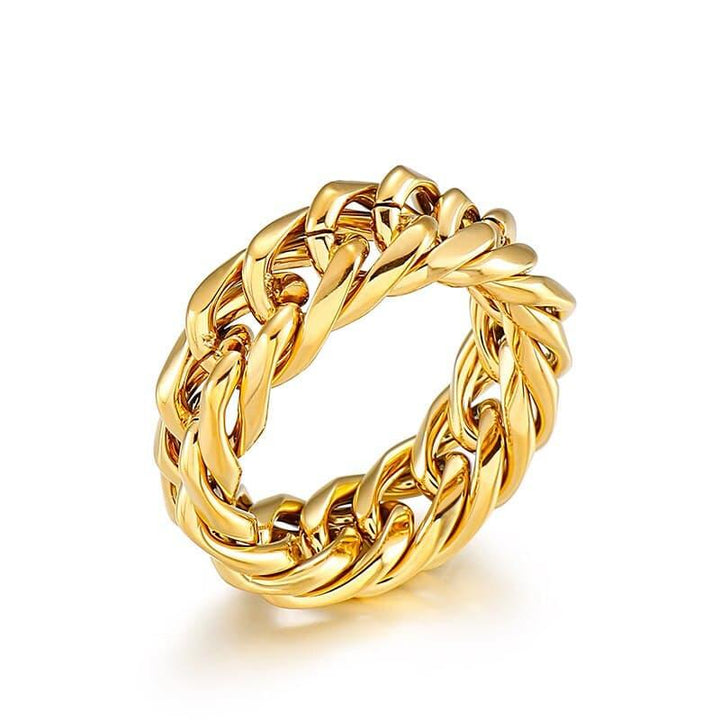 Kalen Hip Hop Color Cuban Chain Ring 9mm Trendy Men's Ring Fashion Jewelry Gift Wholesale.