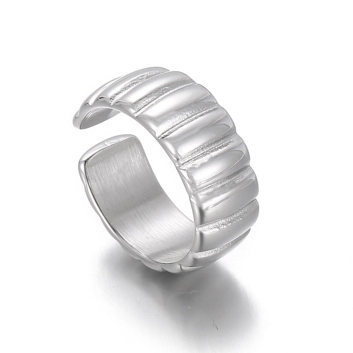 Kalen INS Vintage Open Ring Stainless Steel Jewery for Women 18k Gold Plated Rings Fashion Simple Croissant Adjustable Ring.