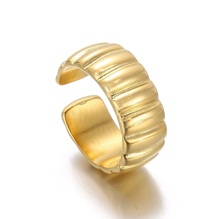 Kalen INS Vintage Open Ring Stainless Steel Jewery for Women 18k Gold Plated Rings Fashion Simple Croissant Adjustable Ring.