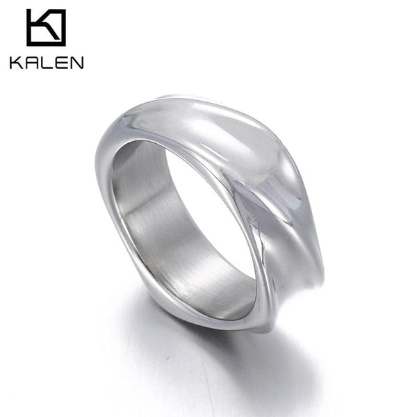 Kalen Irregular Geometric Men's Ring High Quality Stainless Steel Jewelry 3 Colors Popular High Street Accessories.