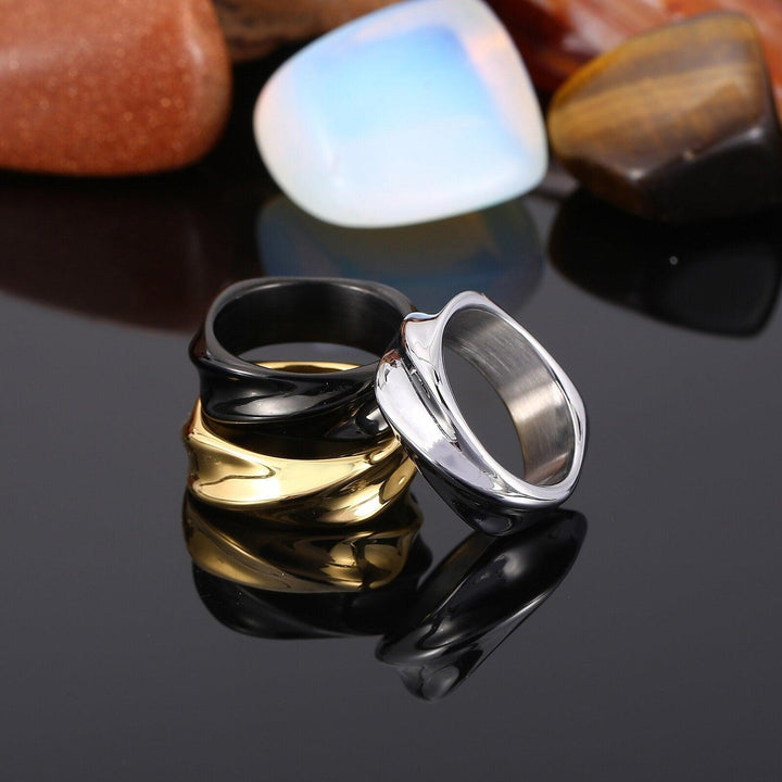 Kalen Irregular Geometric Men's Ring High Quality Stainless Steel Jewelry 3 Colors Popular High Street Accessories.