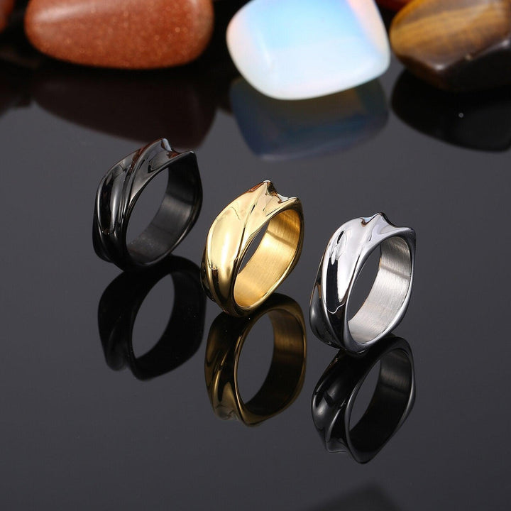 Kalen Irregular Geometric Men's Ring High Quality Stainless Steel Jewelry 3 Colors Popular High Street Accessories.