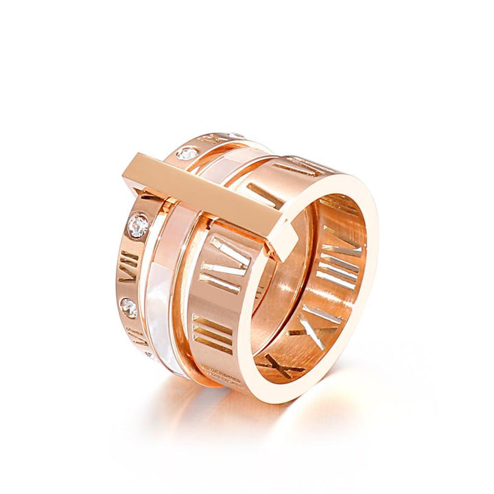 Kalen Ladies Roman Numerals Ring Party Jewelry High Quality Stainless Steel Fashion Accessories.