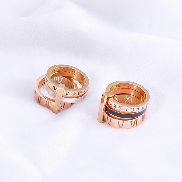 Kalen Ladies Roman Numerals Ring Party Jewelry High Quality Stainless Steel Fashion Accessories.