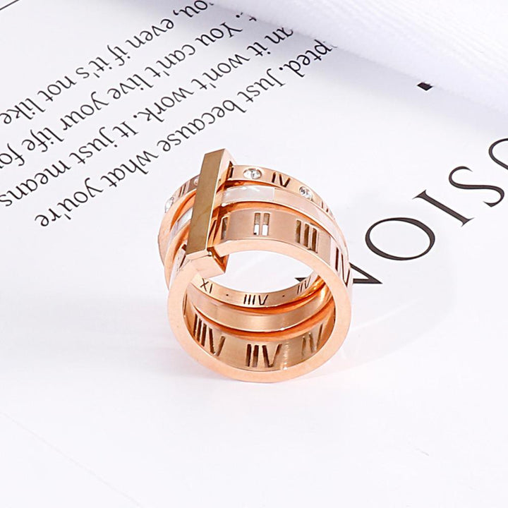 Kalen Ladies Roman Numerals Ring Party Jewelry High Quality Stainless Steel Fashion Accessories.