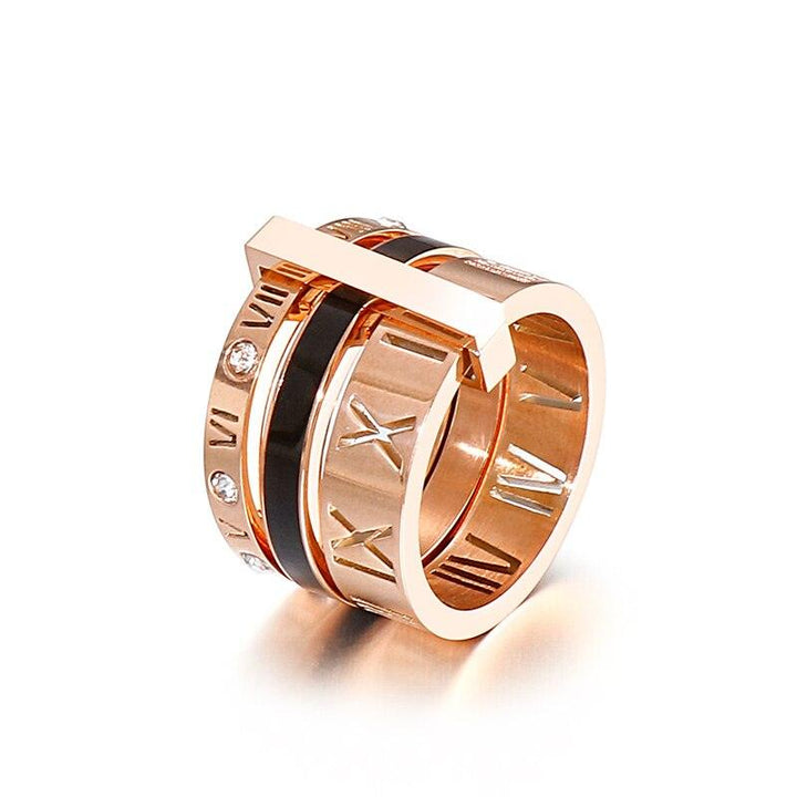 Kalen Ladies Roman Numerals Ring Party Jewelry High Quality Stainless Steel Fashion Accessories.