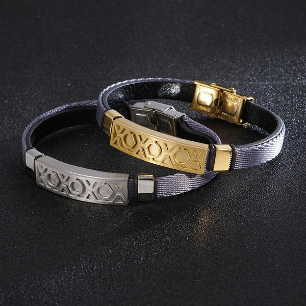 Kalen Leather Stainless Steel Blank Bracelet For Men - kalen