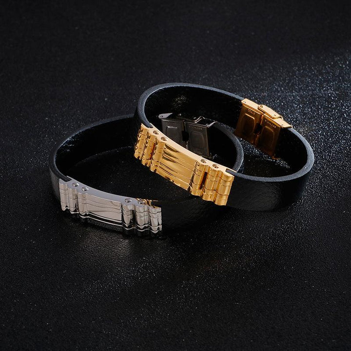 Kalen Leather Stainless Steel Bracelet For Men - kalen