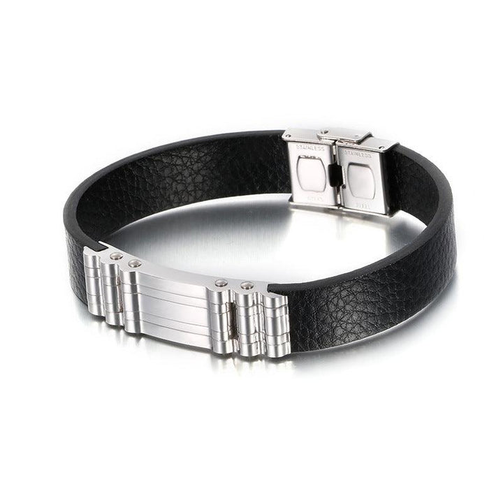 Kalen Leather Stainless Steel Bracelet For Men - kalen