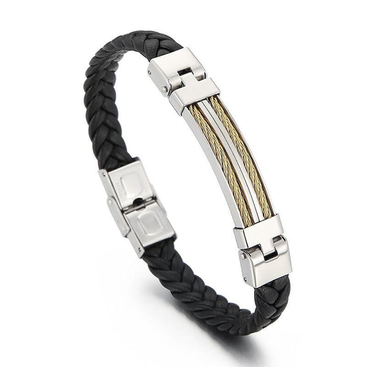 Kalen Leather Stainless Steel Bracelet For Men - kalen