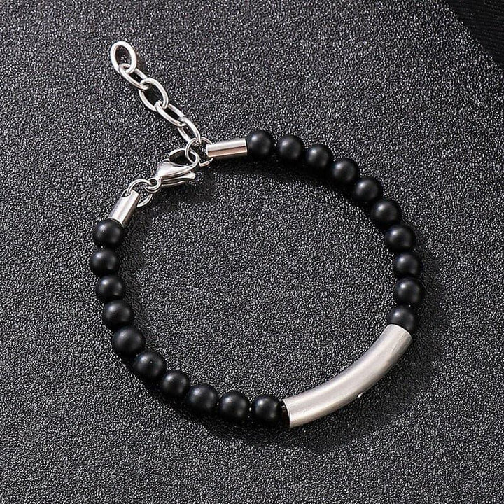 Kalen Lucky Men&amp;#39;s Bracelet Stainless Steel Energy Bead Bracelets Accessories Gift Adjustable.