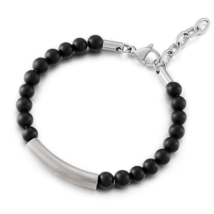 Kalen Lucky Men&amp;#39;s Bracelet Stainless Steel Energy Bead Bracelets Accessories Gift Adjustable.