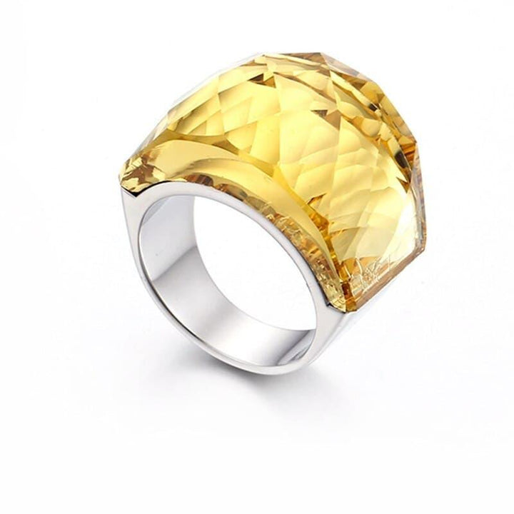 Kalen Luxury Bohemia Crystal Women Wedding Rings Gold Stainless Steel Colorful Stone Finger Rings For Party Engagement Jewelry.