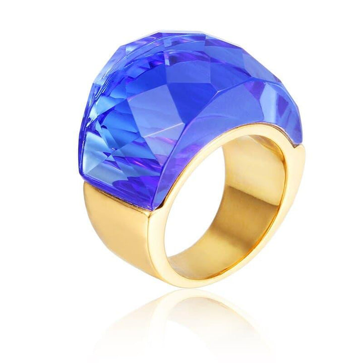 Kalen Luxury Bohemia Crystal Women Wedding Rings Gold Stainless Steel Colorful Stone Finger Rings For Party Engagement Jewelry.