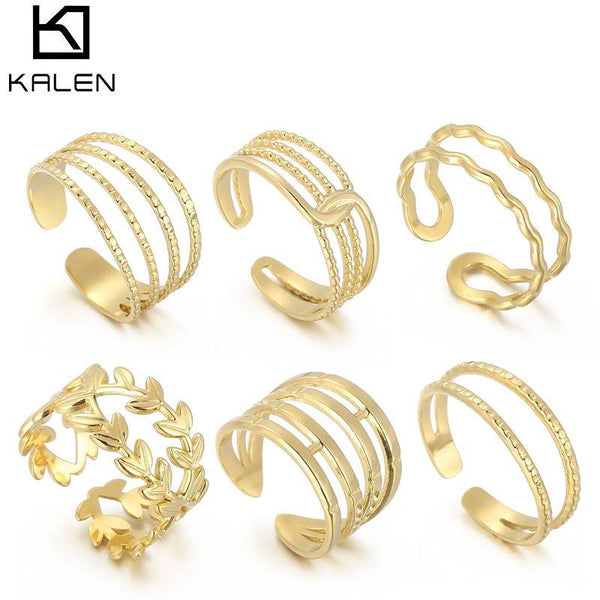 KALEN Luxury Gold Color Rings for Woman Vintage Sexy Open Ring Party Joint Ring Fashion Elegant Jewelry Gifts.