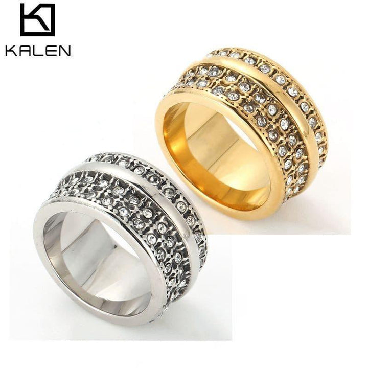 KALEN Luxury Gold Sivler Color Zircon Rings for Woman Vintage Double Ring Party Joint Ring Fashion Elegant Jewelry Gifts.
