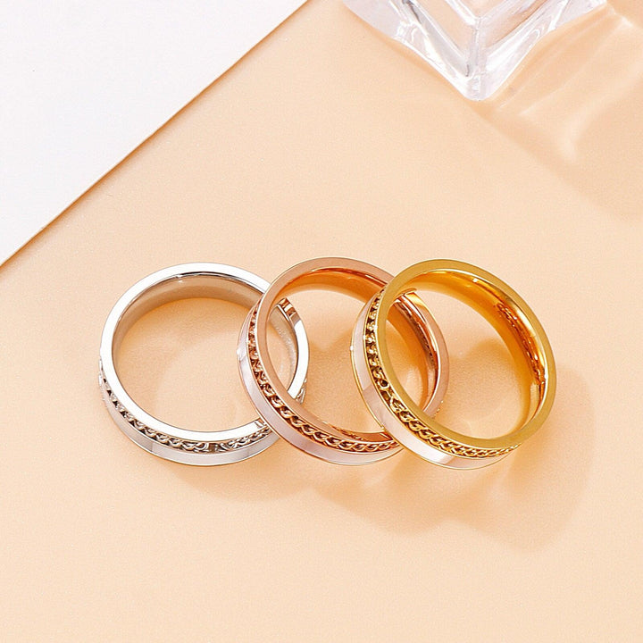 Kalen Luxury Shell Chain Rings Female Fashion Love Promise Rings Engagement Wedding Bridal Stainless Steel Rings.